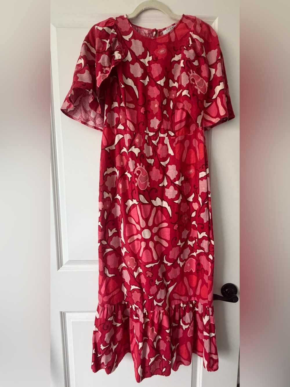 RHODE Red and Pink Floral Maxi Dress